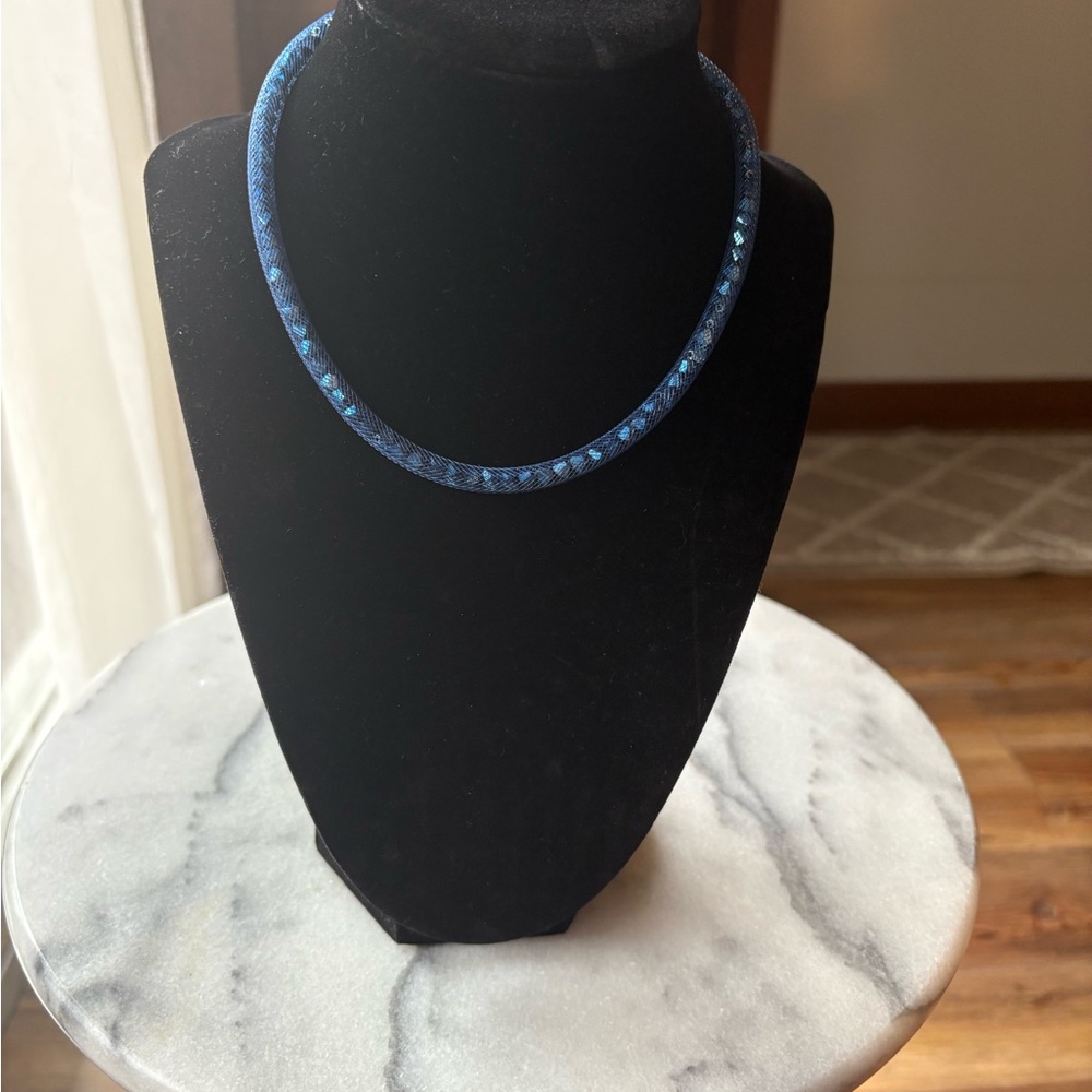 Touchstone Blue Crystal Mesh Choker by Swarovski